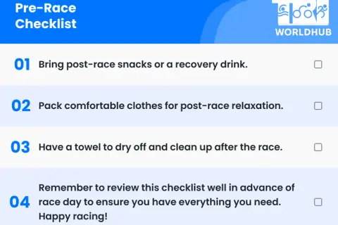 Pre-Race Checklist: Pack snacks, comfy clothes, and a towel. Review this triathlon checklist before race day for a smooth experience.