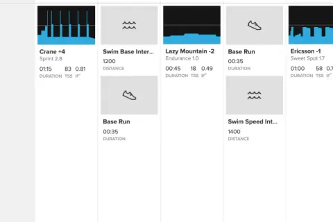 Week 4 recovery triathlon training schedule: swim, bike, and run sessions including intervals and base endurance.
