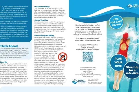 Tips for safe diving: steer up, plan your dive, and always think ahead to avoid injury.