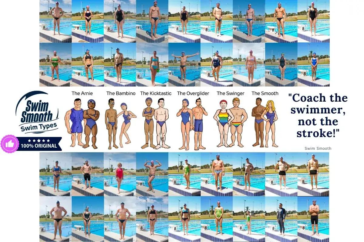 Swim Smooth swim types illustrated and photographed, showing different body shapes and swimming styles. Find your best stroke!